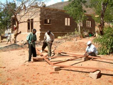 Roof Trusses being manufactured on site