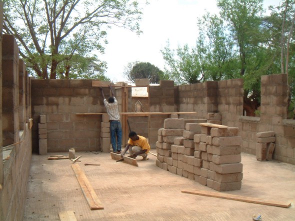 Internal lintels being prepared
