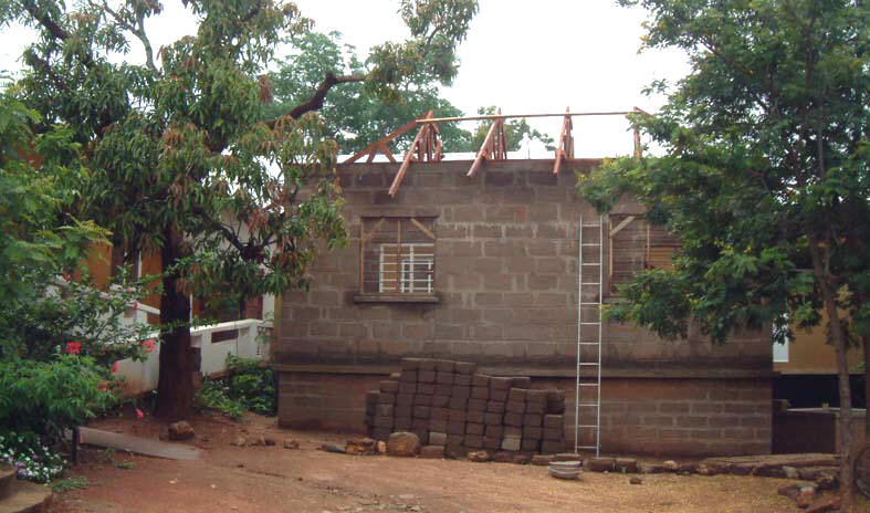 Roof Trusses in progress of being erected