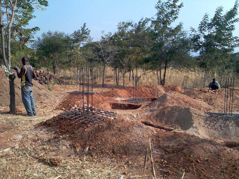 Pad Reinforcement shoes placed next to the excavated bases ready to be concreted in