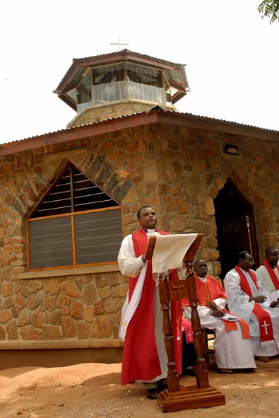 +Jacob Chimeledya Preaches in front of the new St. Luke's Chapel